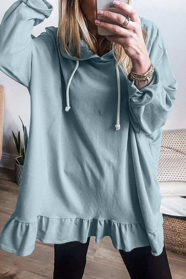 Ruffle Hem Tunic Hoodie