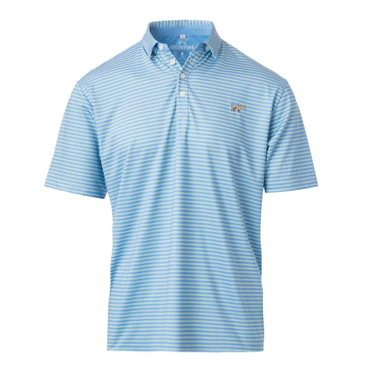 blue striped polo