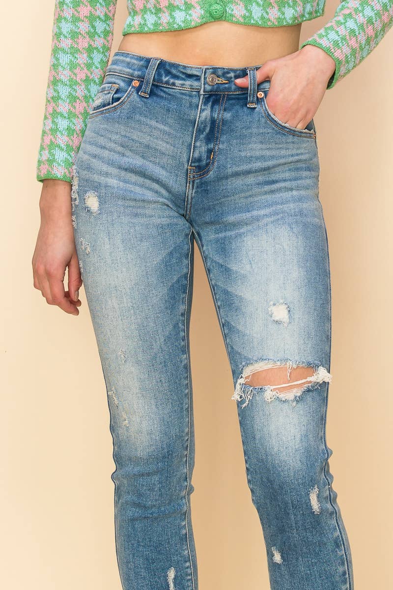 MID RISE STRETCH ANKLE SKINNY