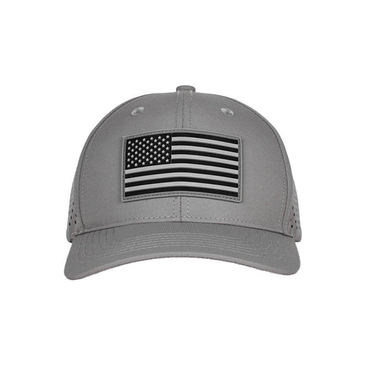 Performance Snap Back| Blackout American Flag | Grey