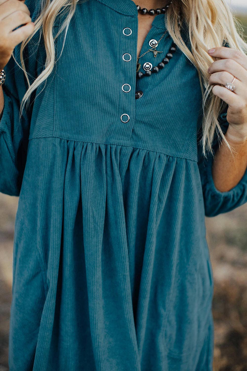 Corduroy Buttoned  Dress