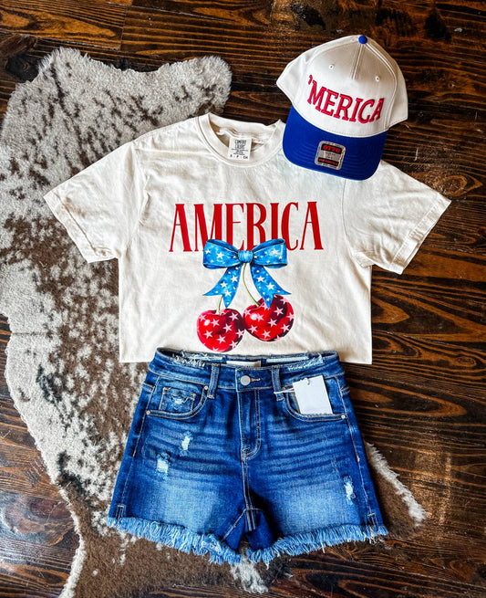 America Cherry Bow Tshirt
