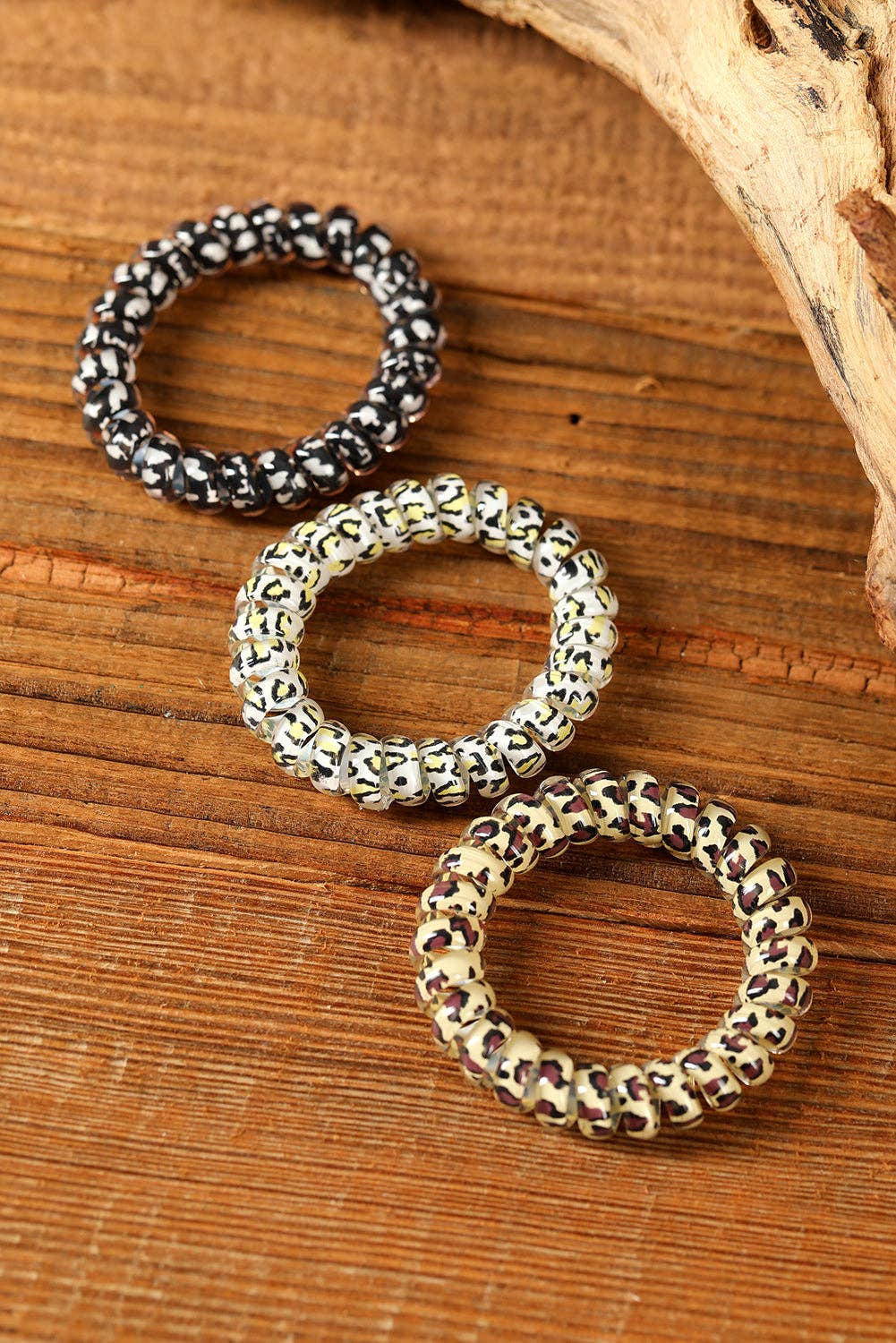 3PCS Leopard Printed Telephone Wire Hair Loop