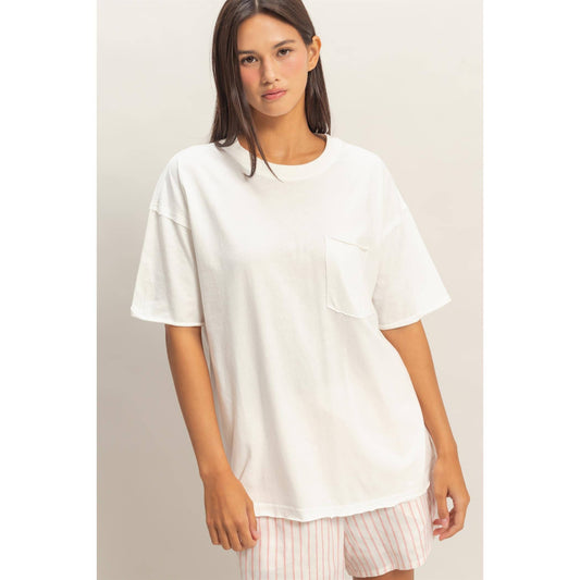 Washed Crew Neck Pocket T-Shirt