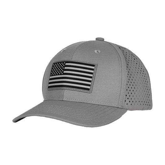 Performance Snap Back| Blackout American Flag | Grey