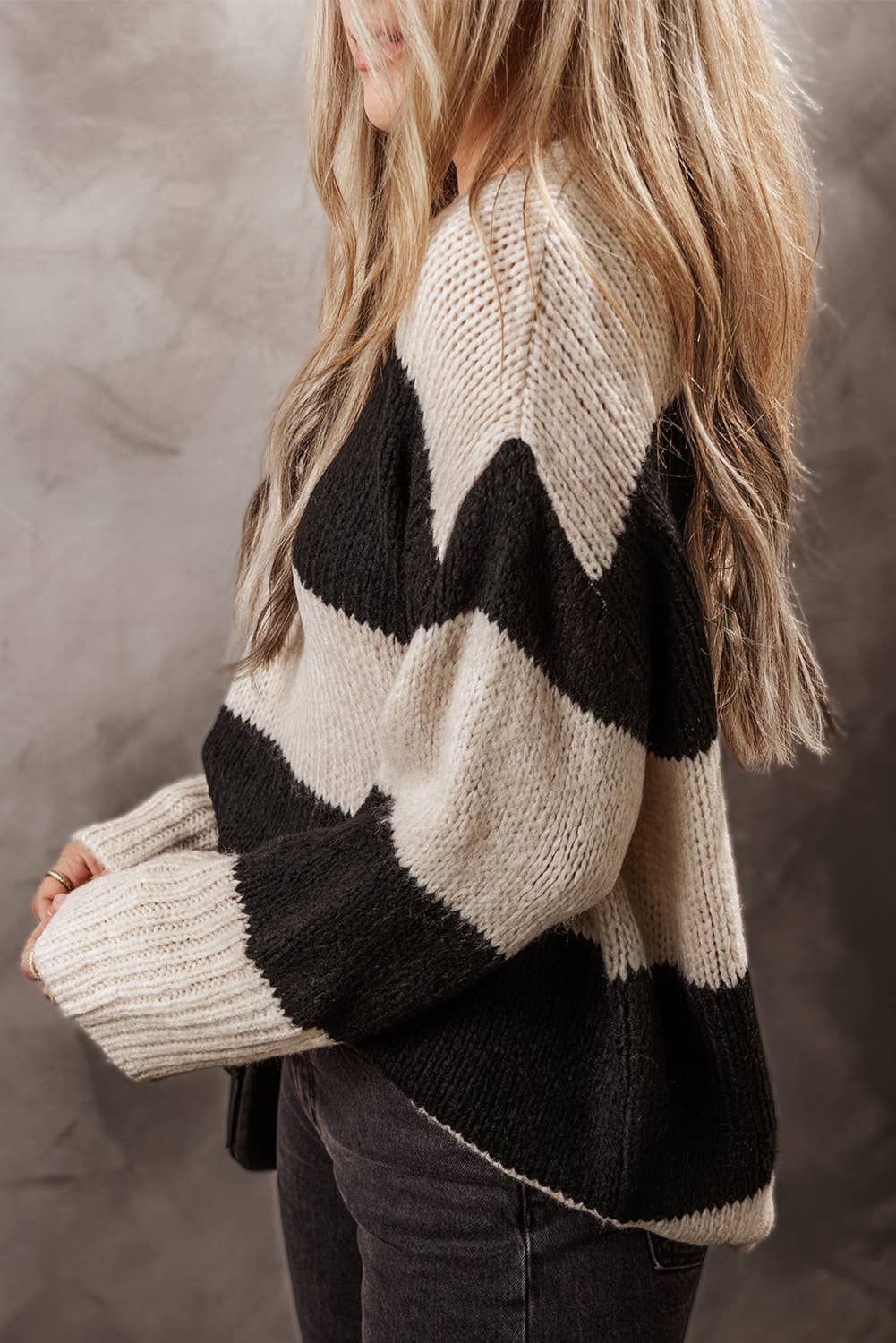 Colorblock Striped Loose Fit Sweater