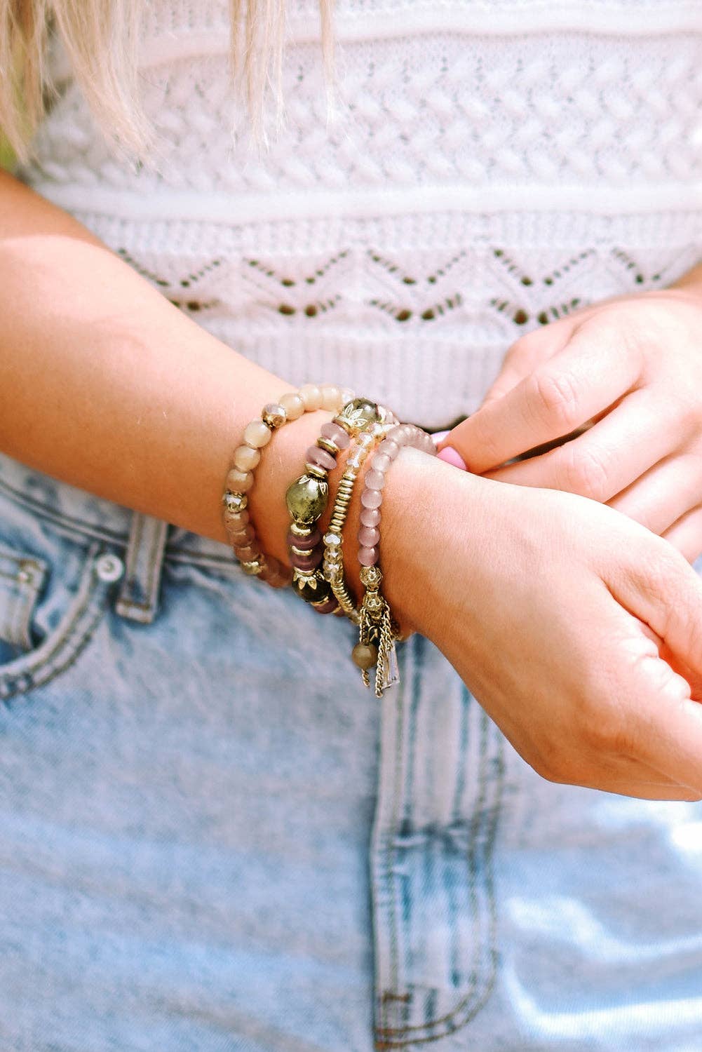 Brown Bohemian Crystal Pendant Tassel Bracelet