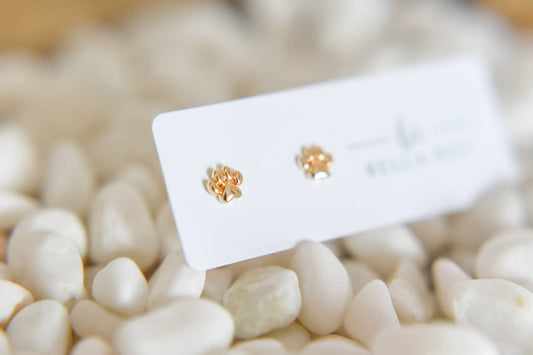 Winnie paw print gold plated studs-hypoallergenic