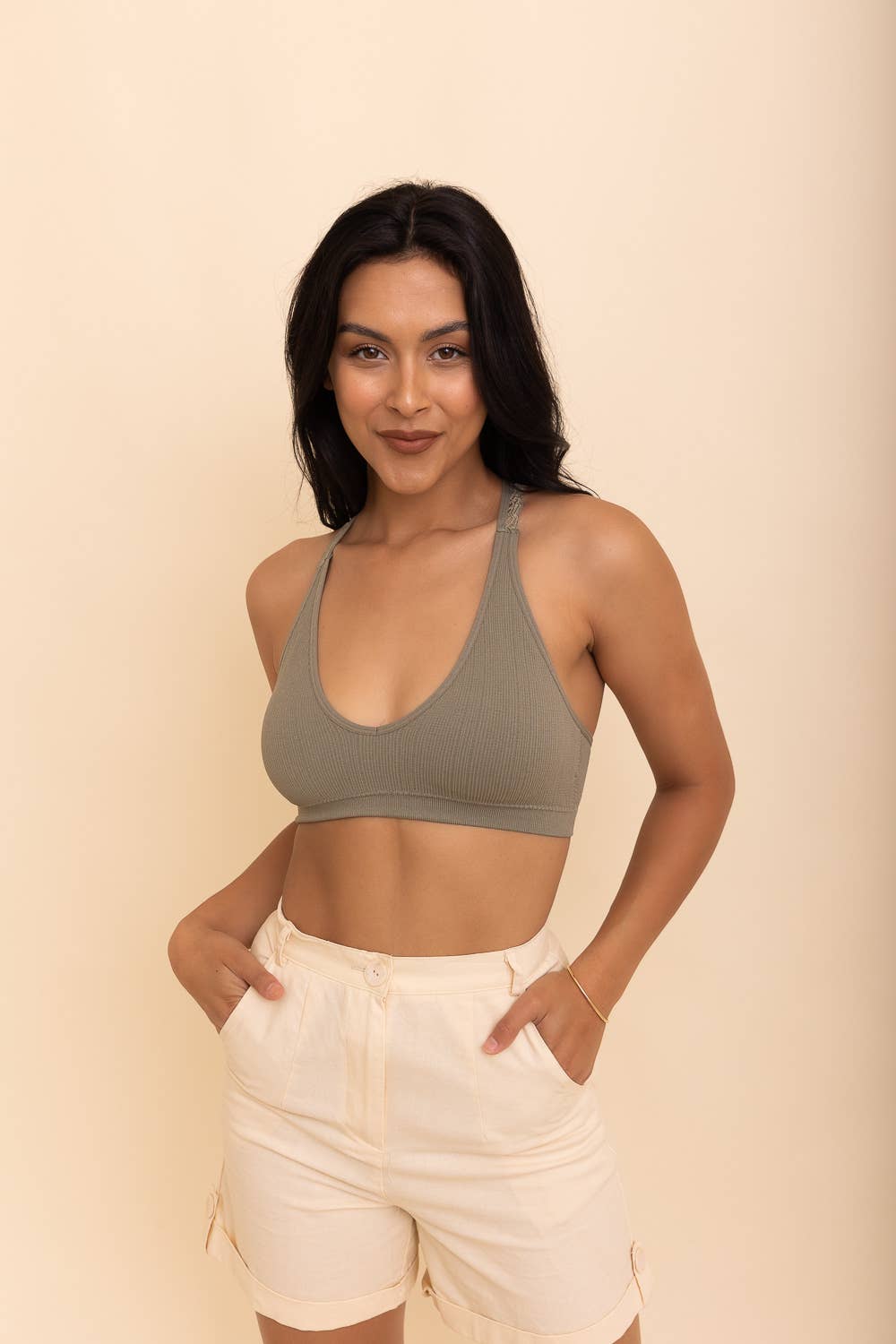 Lace Racerback Bralette: Sage