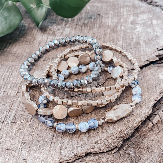 5 piece Boho Beaded Bracelets Stack Jasper