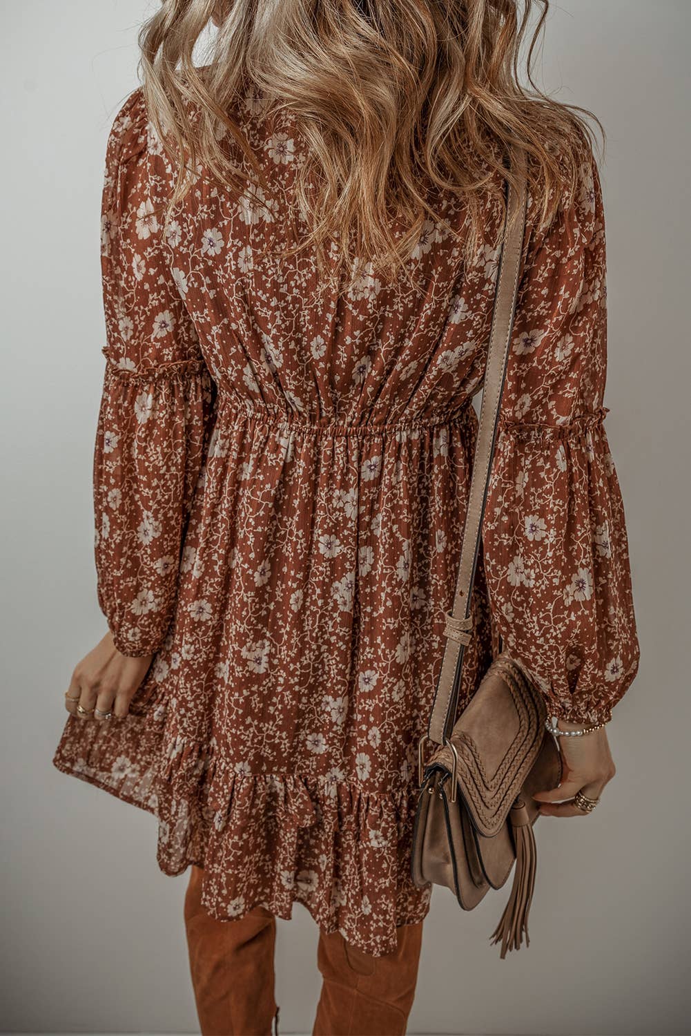 Boho Floral V Neck Mini Dress