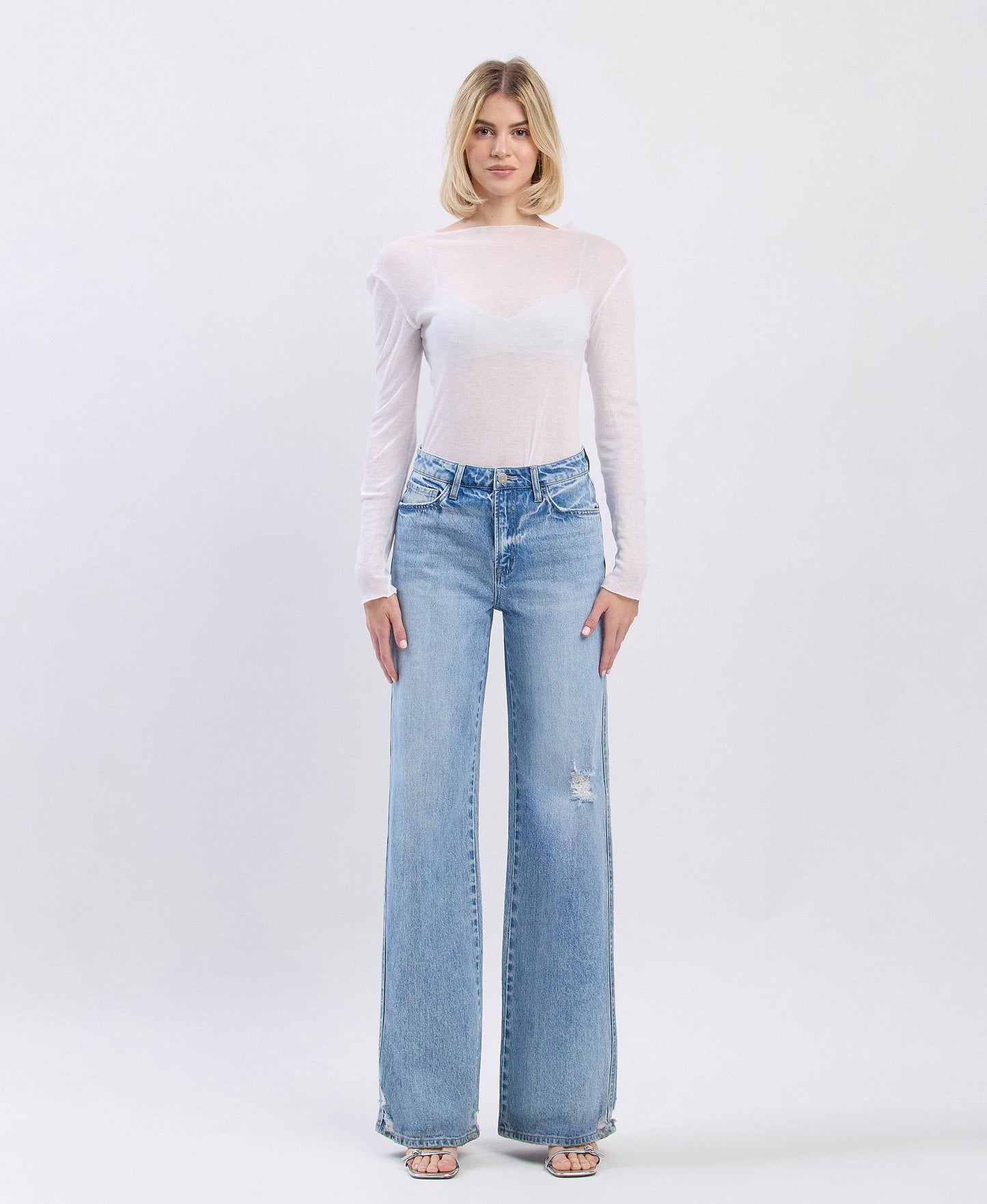 SUPER HIGH RISE BAGGY WIDE LEG JEANS
