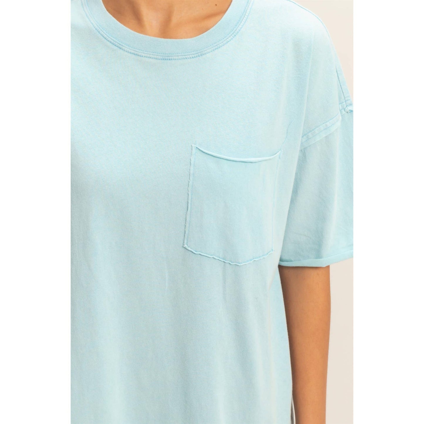 Washed Crew Neck Pocket T-Shirt