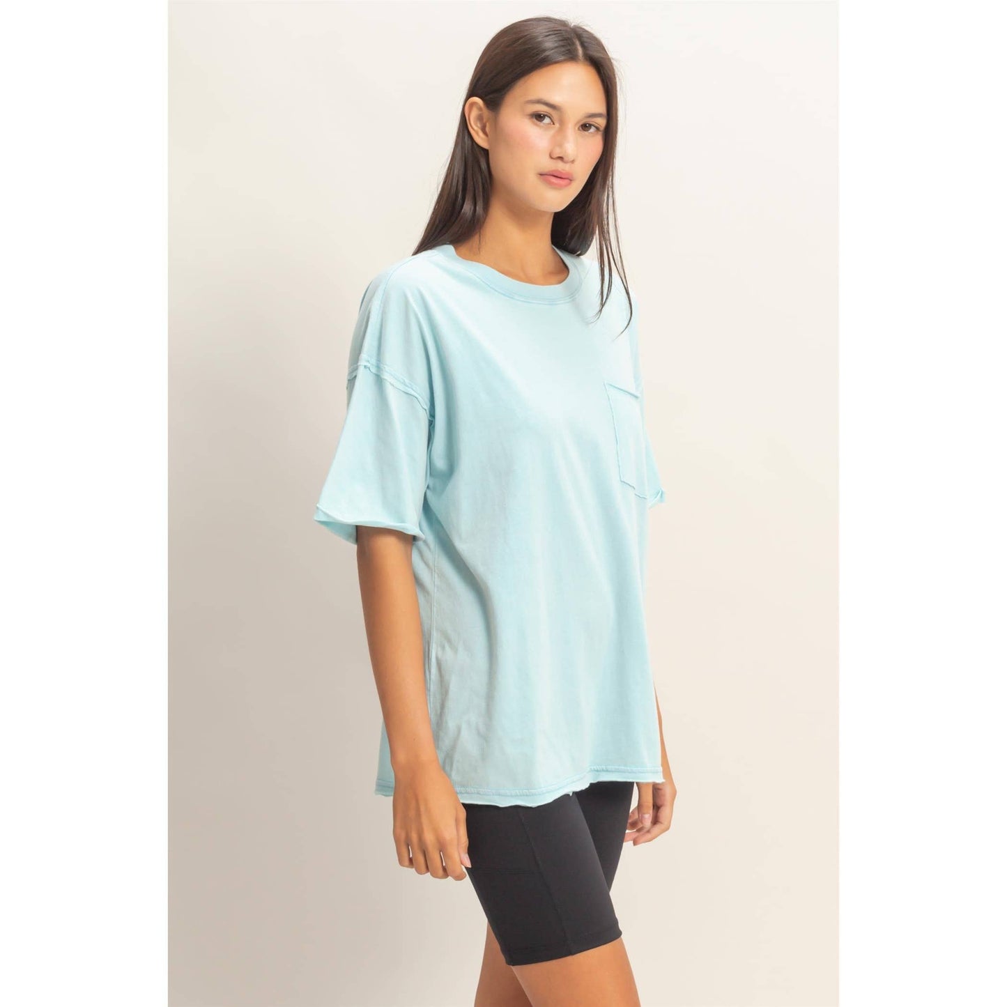 Washed Crew Neck Pocket T-Shirt