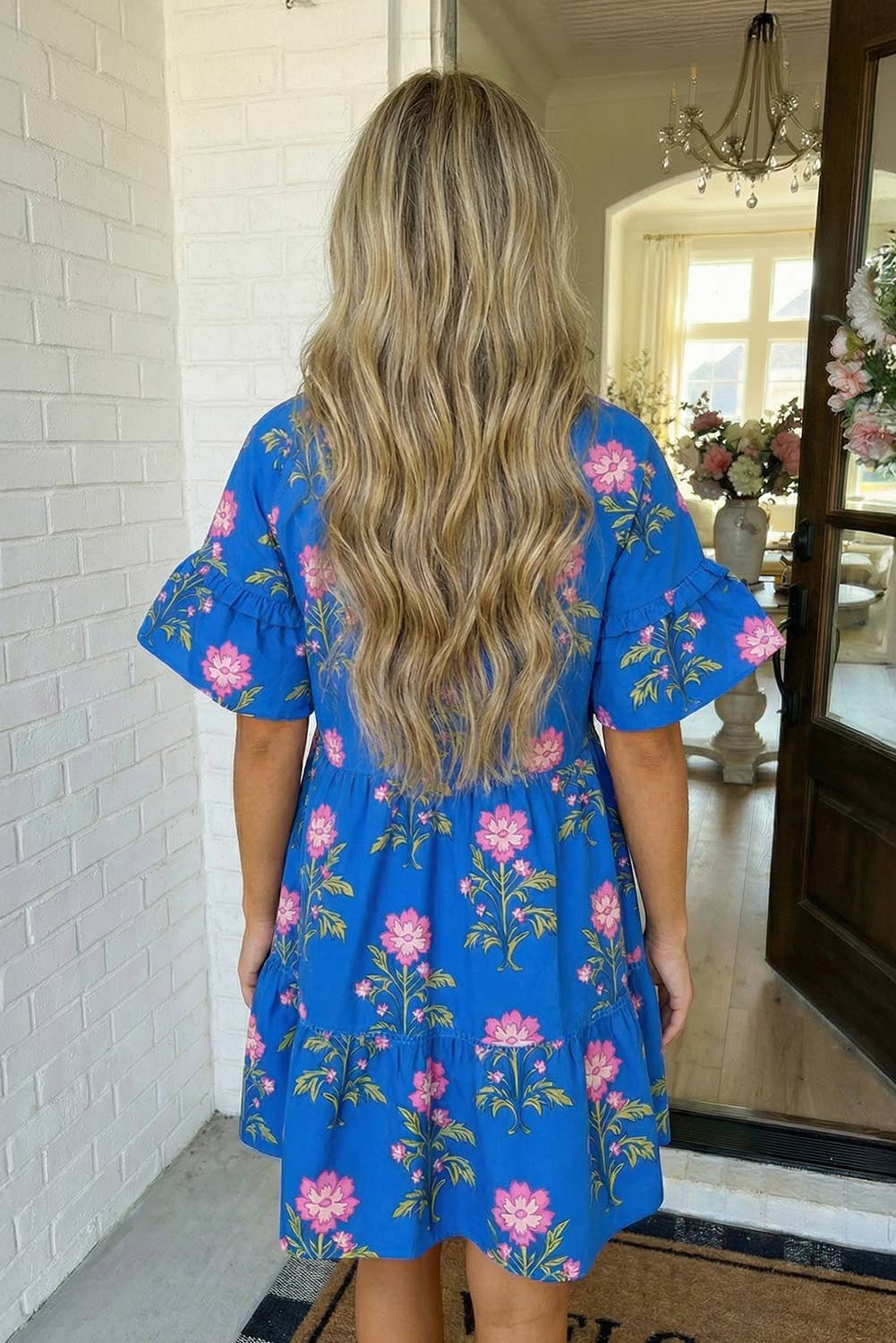 V Neck Flower Dress