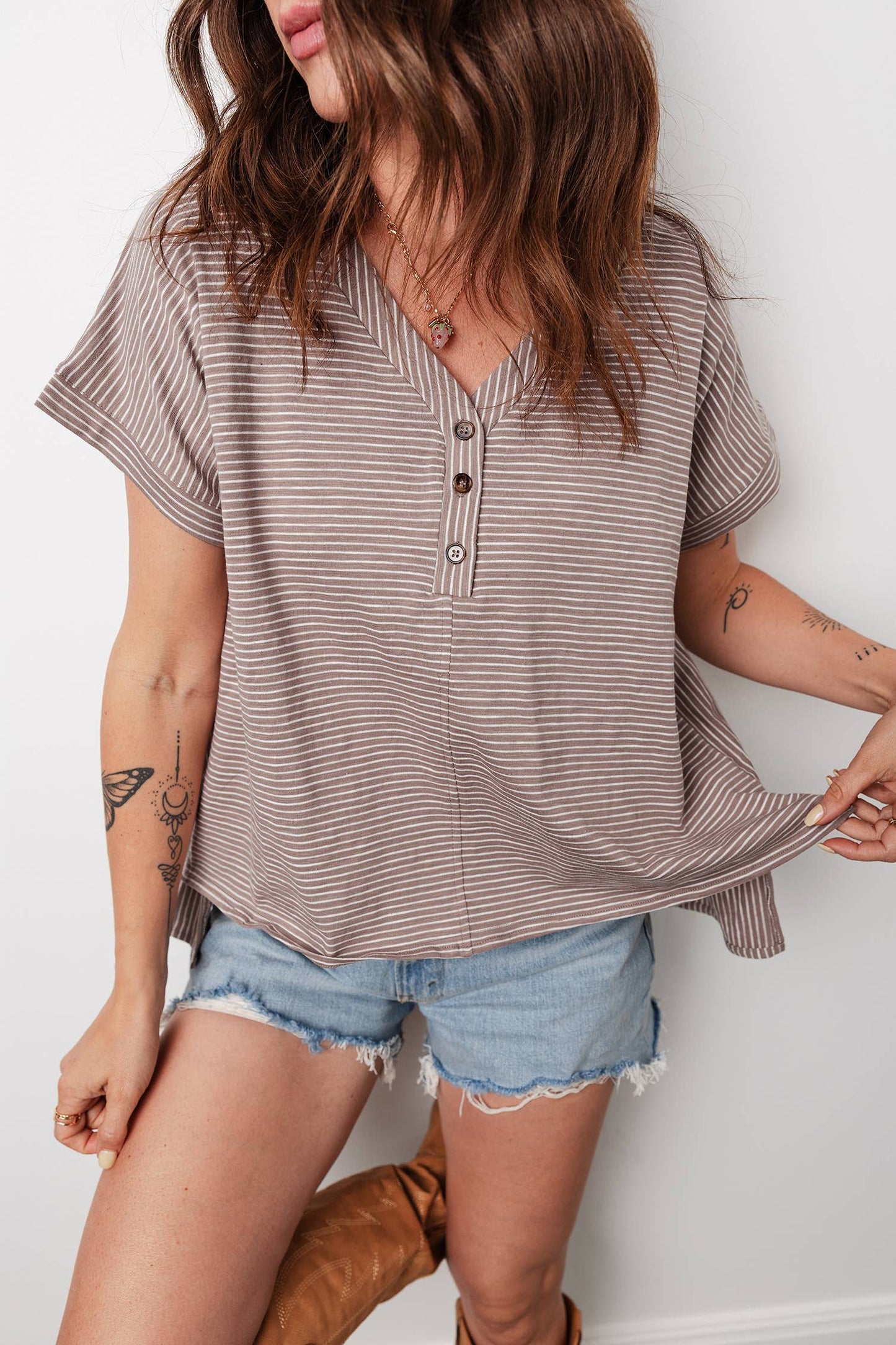 Stripe Buttoned Top