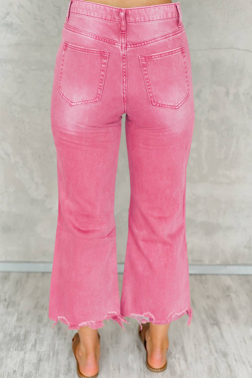 Distressed High Waist Cropped Flare Jeans