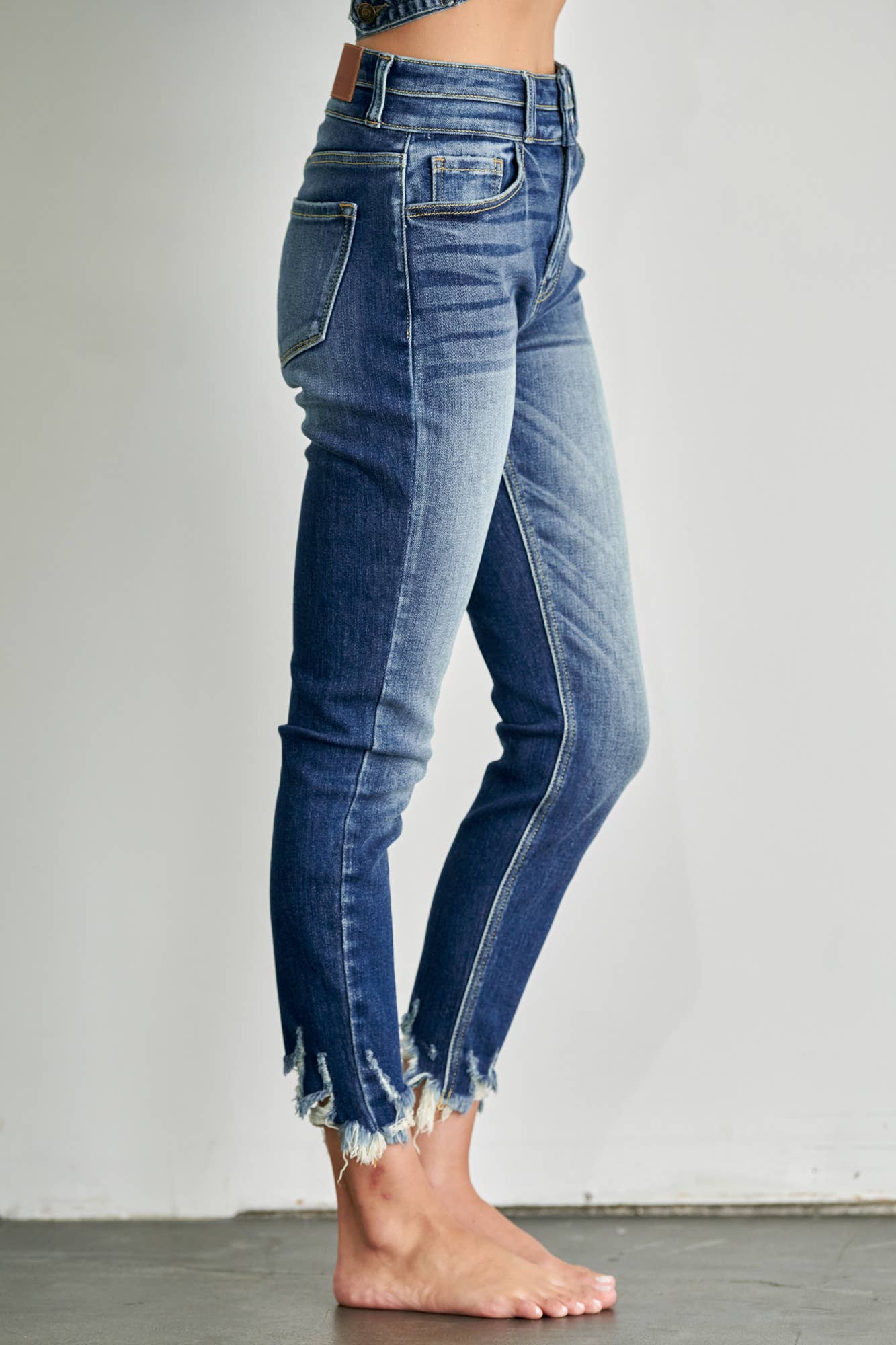 HIGH RISE ANKLE LENGTH DOUBLE WAIST SKINNY JEANS