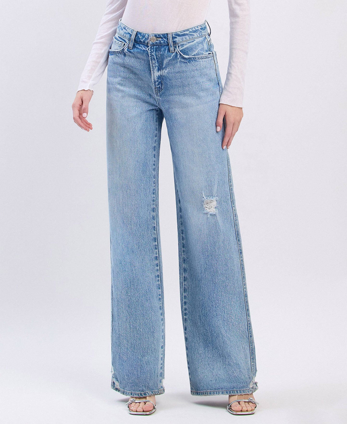 SUPER HIGH RISE BAGGY WIDE LEG JEANS