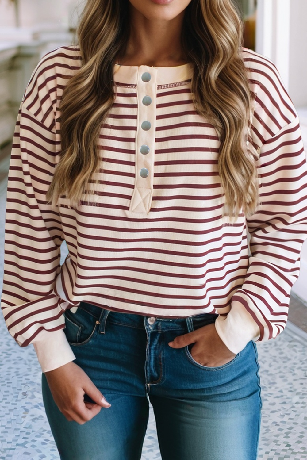 Striped Long Sleeve Blouse