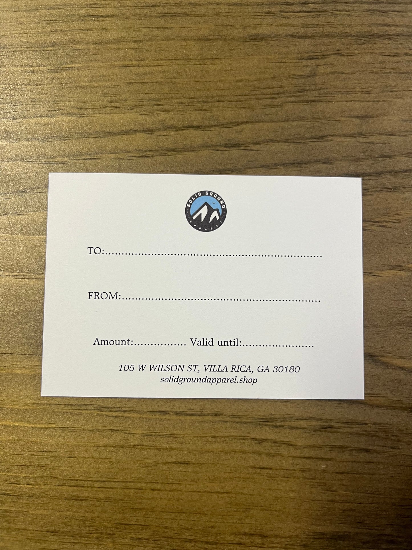 Solid Ground Apparel Gift Certificate