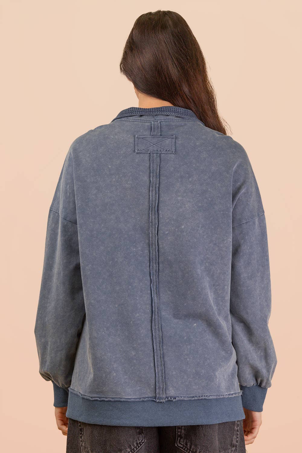 Mock Neck Button Up Sweatshirt