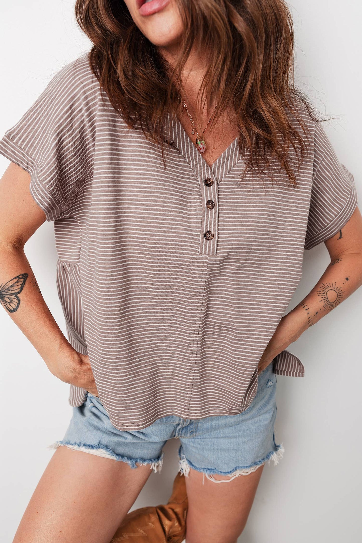 Stripe Buttoned Top