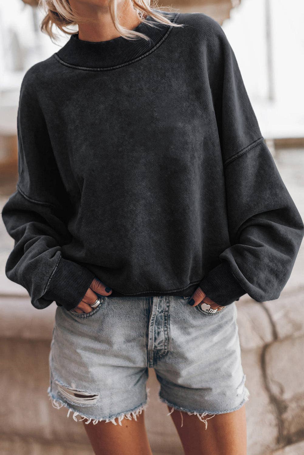 Drop Shoulder Crew Neck Sweatshirt