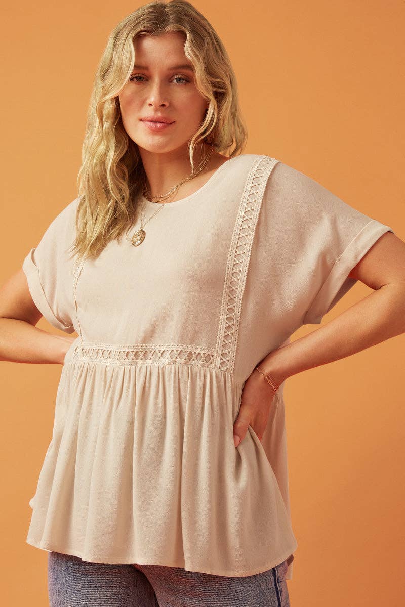Crochet Trimmed Babydoll Top