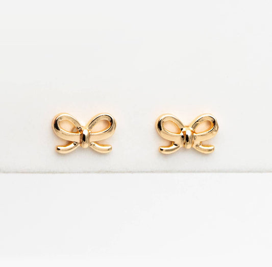The Lela bow 18k gold plated stud earrings dainty