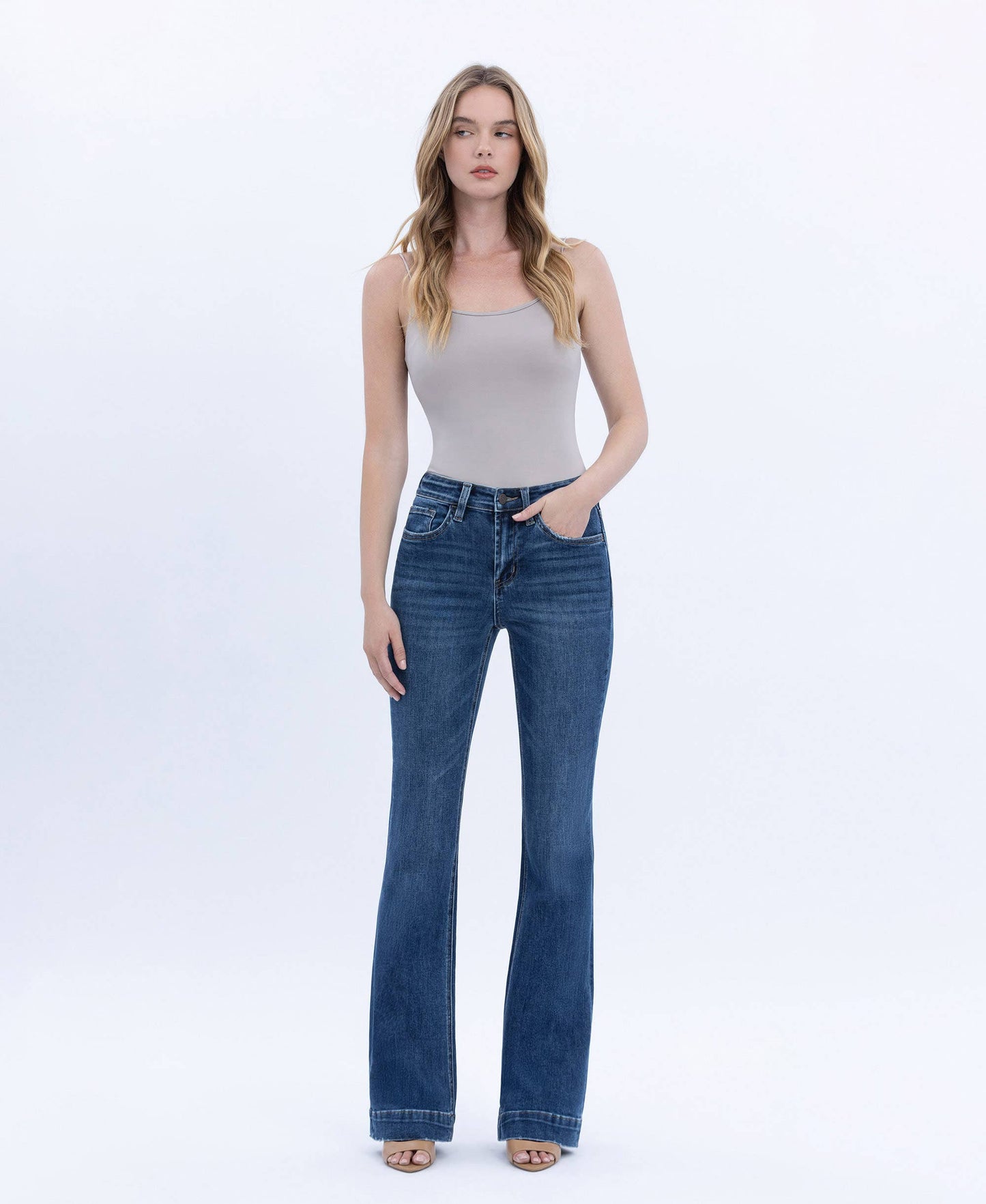 HIGH RISE TROUSER HEM BOOTCUT JEANS