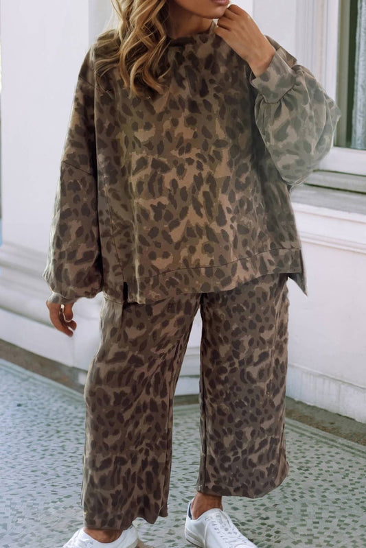 Leopard Sweatshirt & Pant Set