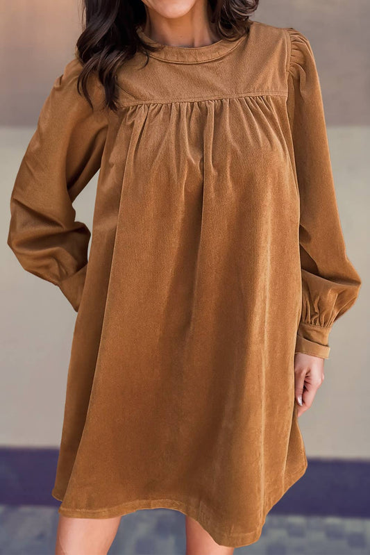 Corduroy Puff Sleeve Dress