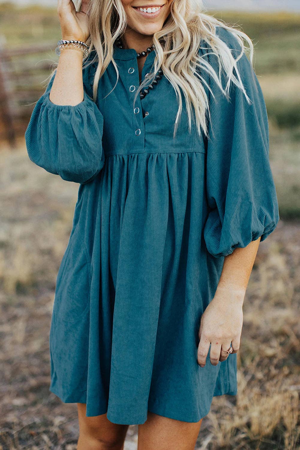 Corduroy Buttoned  Dress