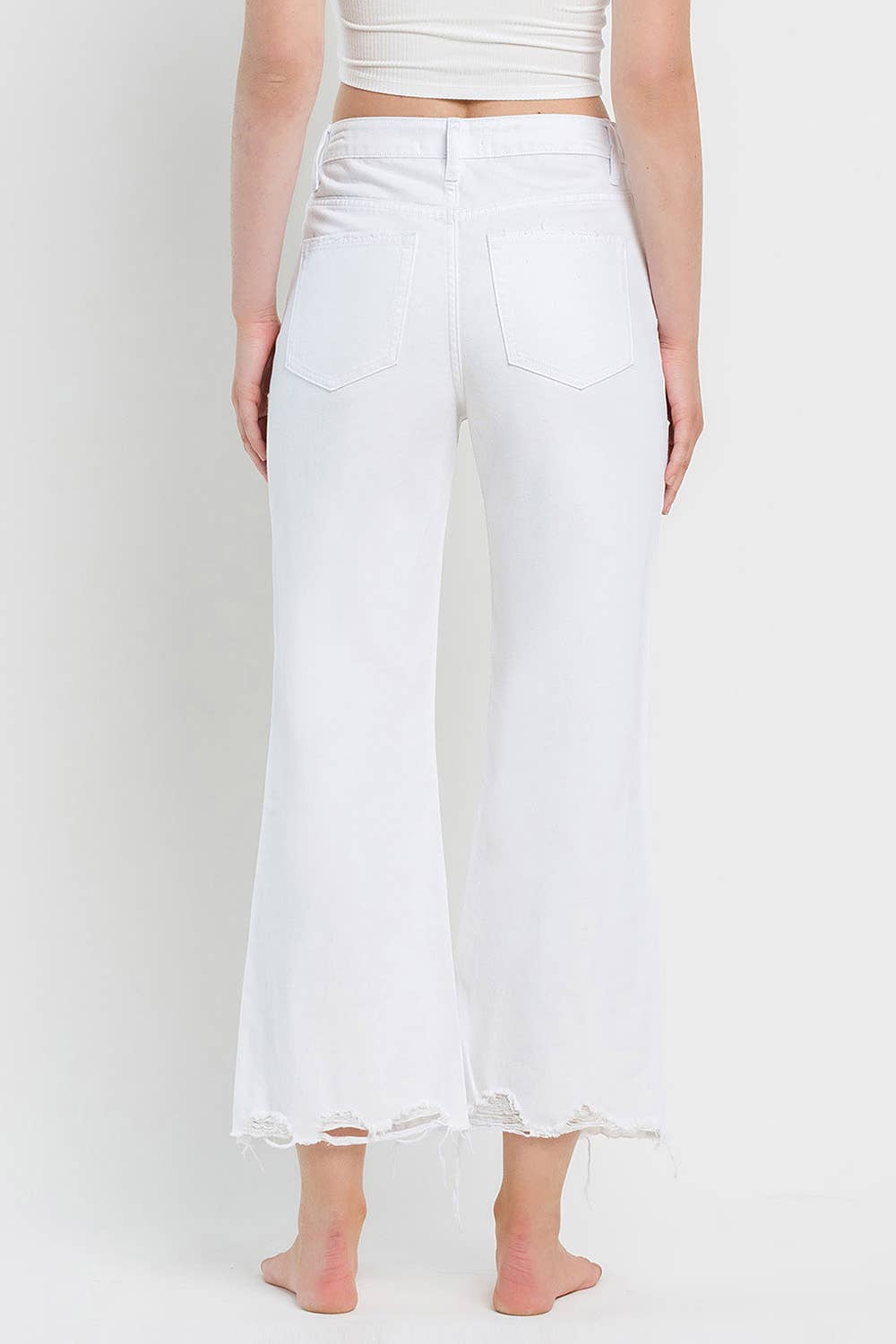90'S VINTAGE SUPER HIGH RISE CROP FLARE JEANS