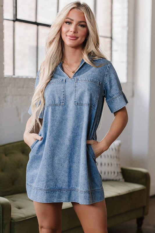 Denim Short Sleeve Dress