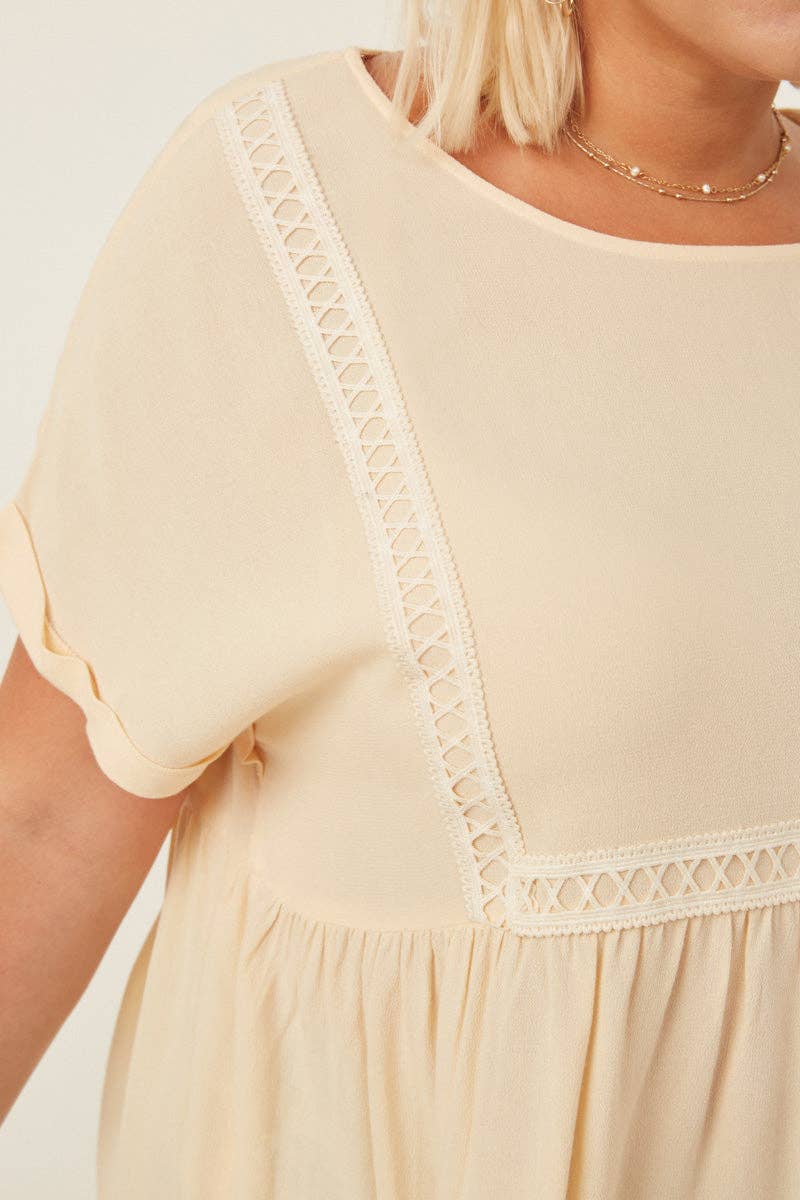 Crochet Trimmed Babydoll Top