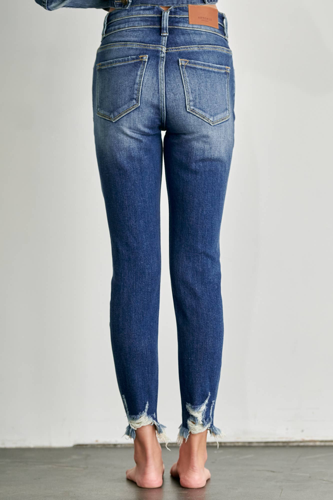 HIGH RISE ANKLE LENGTH DOUBLE WAIST SKINNY JEANS