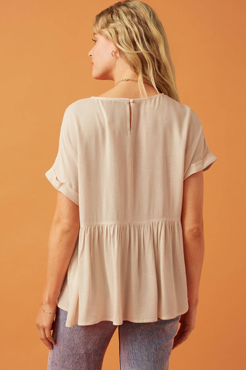 Crochet Trimmed Babydoll Top