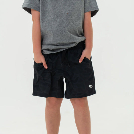 Youth Athletic Shorts- Black Camo
