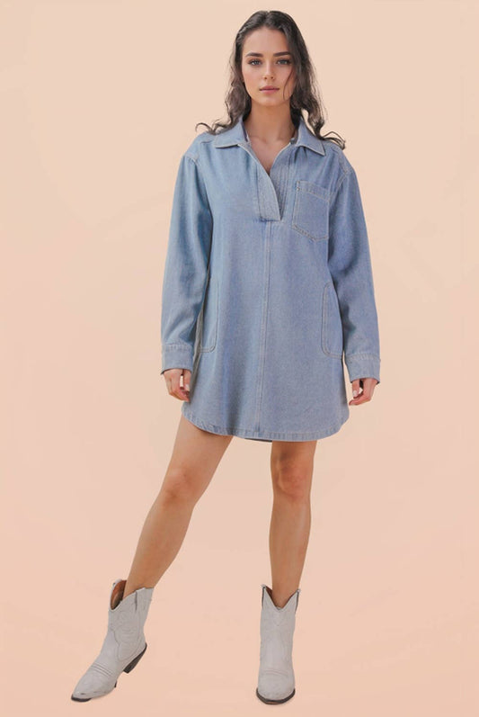 Mineral Washed Mini Shirt Dress