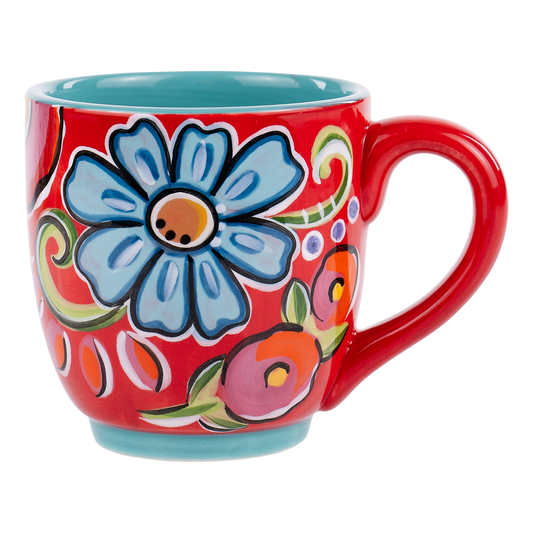 Red Floral Mug