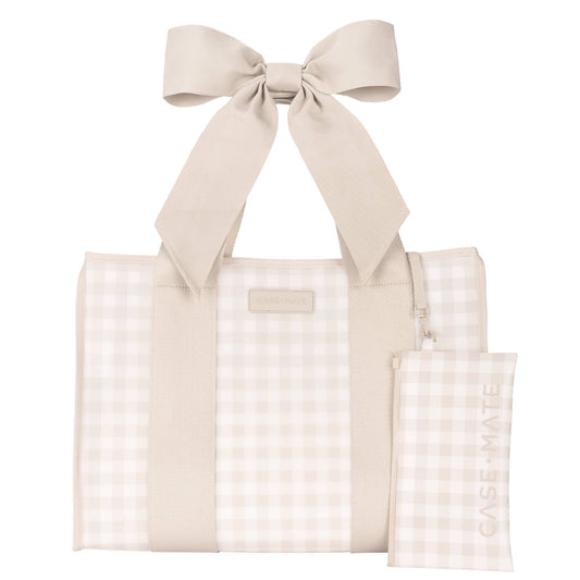 Case-Mate Latte Gingham Bow Jelly Tote Bag
