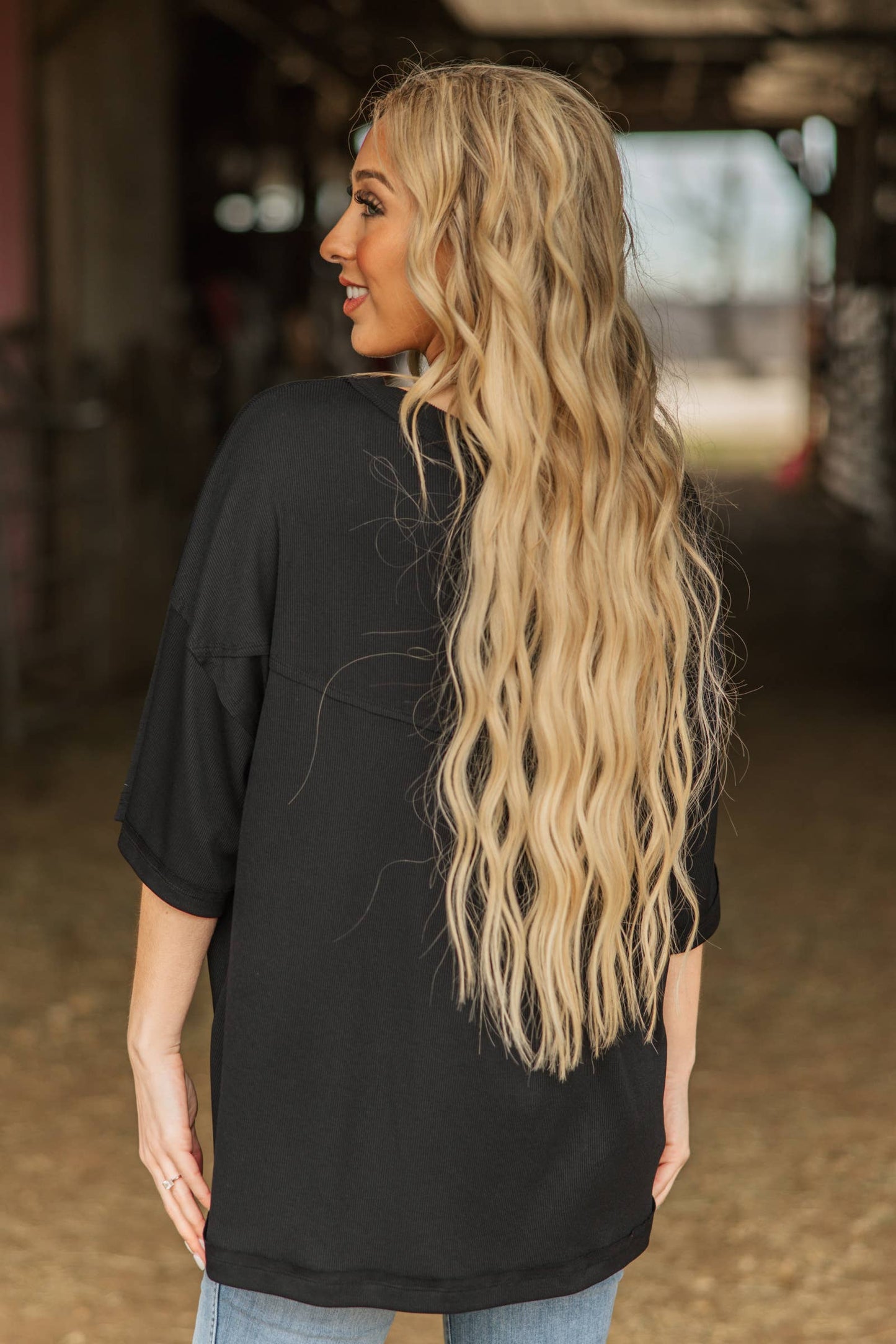 Relaxed Boyfriend Top w/ Pocket