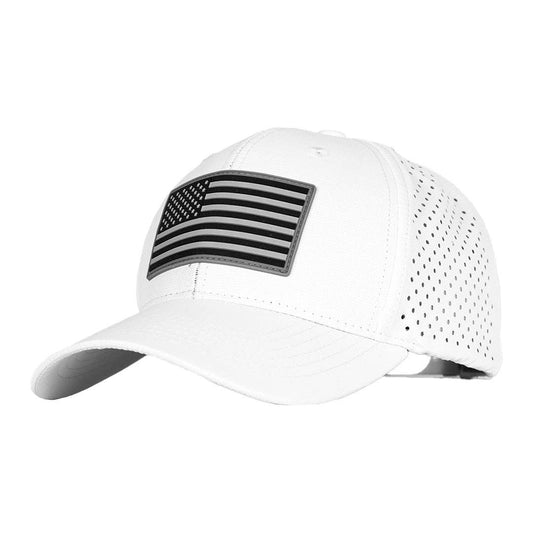 Performance Snap Back| Blackout American Flag | White