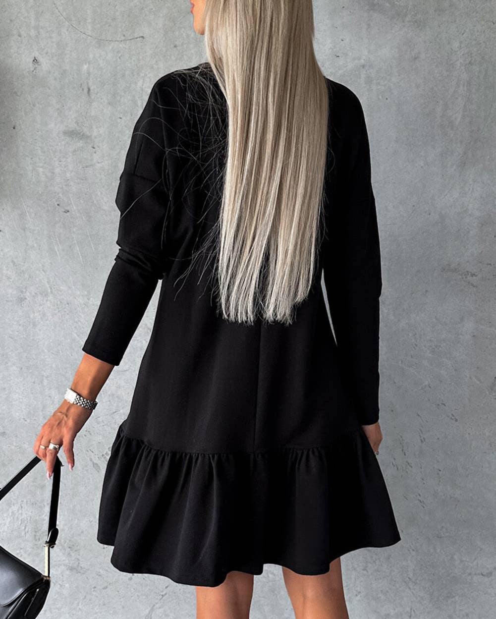 Ruffled Long Sleeve Loose Dress