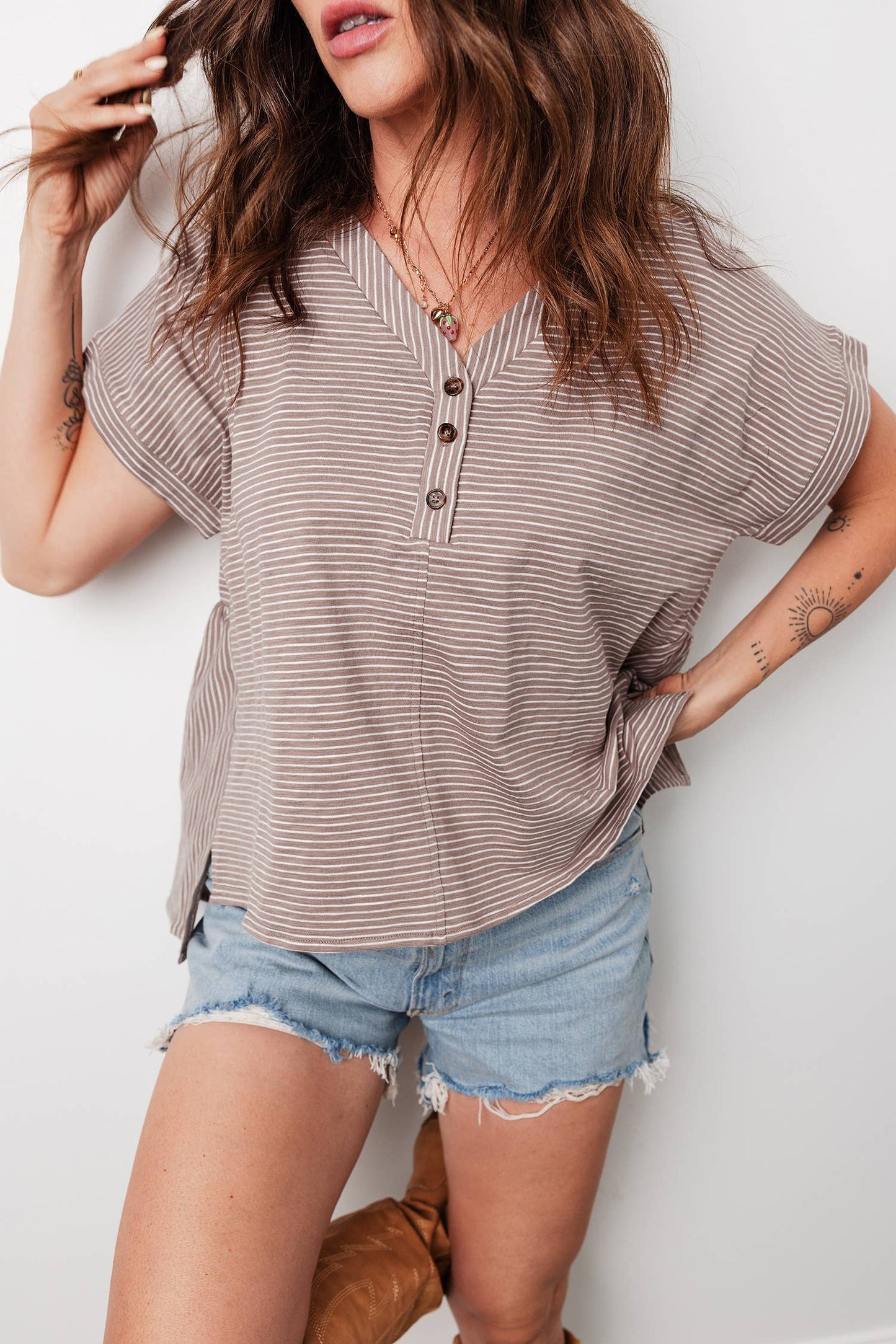 Stripe Buttoned Top
