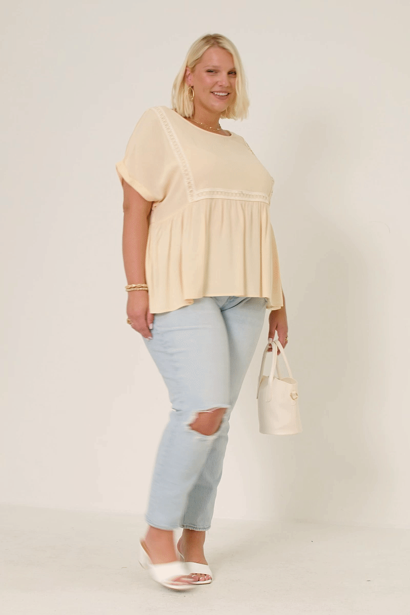 Crochet Trimmed Babydoll Top