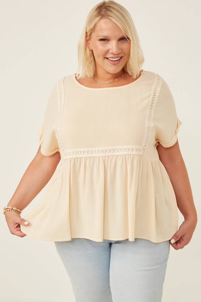 Crochet Trimmed Babydoll Top