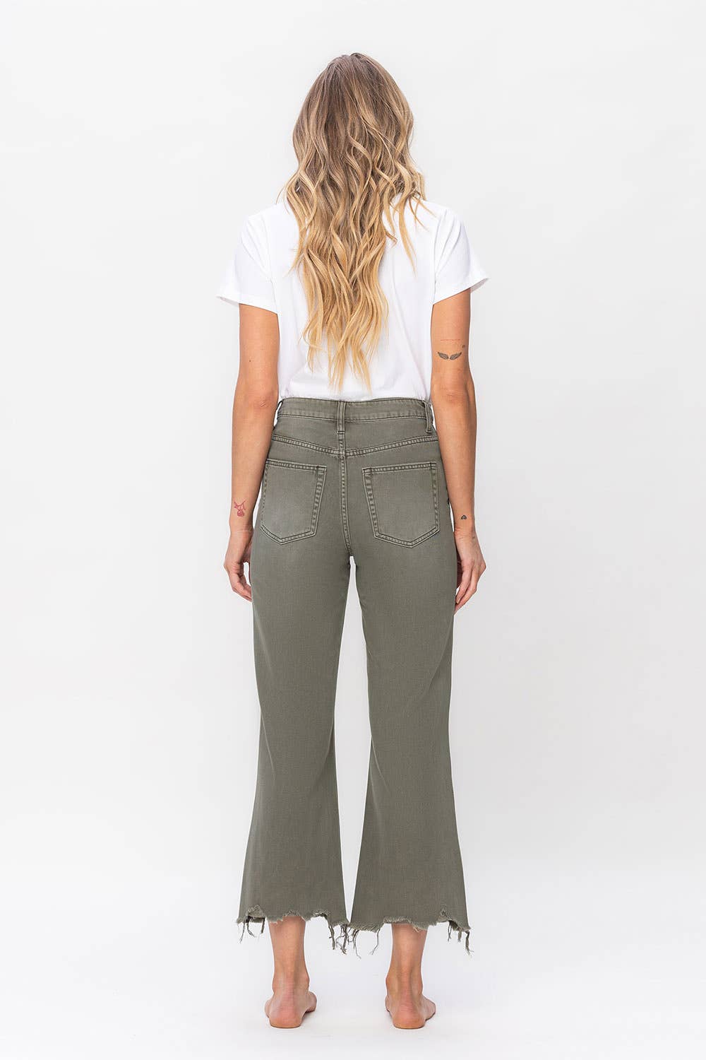 90'S VINTAGE SUPER HIGH RISE CROP FLARE JEANS